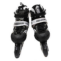 Роликові ковзани Scale Sports чорно-білі, розмір 35-38, метал, що світяться колеса PU, (465976067-M), фото 4