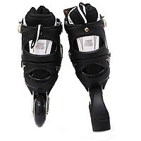 Роликові ковзани Scale Sports чорно-білі, розмір 35-38, метал, що світяться колеса PU, (465976067-M), фото 5