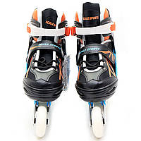 Роликові ковзани Scale Sports чорно-синьо-помаранчеві, розмір 39-42, метал, що світяться колеса ПУ LF905L, фото 2
