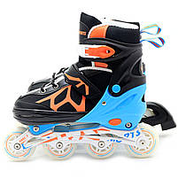 Роликові ковзани Scale Sports чорно-синьо-помаранчеві, розмір 39-42, метал, що світяться колеса ПУ LF905L, фото 3
