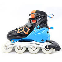 Роликові ковзани Scale Sports чорно-синьо-помаранчеві, розмір 39-42, метал, що світяться колеса ПУ LF905L, фото 4