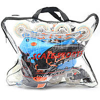 Роликові ковзани Scale Sports чорно-синьо-помаранчеві, розмір 39-42, метал, що світяться колеса ПУ LF905L, фото 5