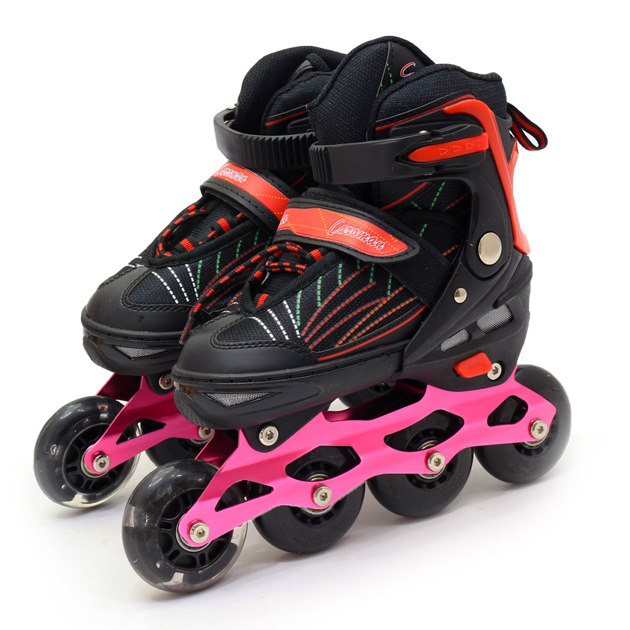 Роликові ковзани Scale Sports, червоно-чорні, розмір 34-37, метал, що світяться колеса ПУ, 1637659451-M, фото 1