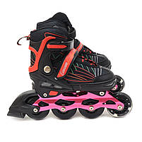 Роликові ковзани Scale Sports, червоно-чорні, розмір 34-37, метал, що світяться колеса ПУ, 1637659451-M, фото 3