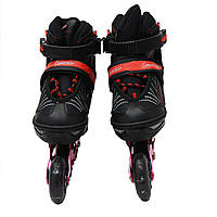 Роликові ковзани Scale Sports, червоно-чорні, розмір 34-37, метал, що світяться колеса ПУ, 1637659451-M, фото 4