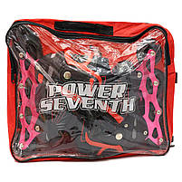 Роликові ковзани Scale Sports, червоно-чорні, розмір 34-37, метал, що світяться колеса ПУ, 1637659451-M, фото 6