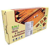 Настільна гра 3в1 Шахи Шашки Нарди дерево 30*30*5 см (B3116), фото 6