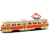 Машинка іграшкова Автопром Трамвай Помаранчевий (двері відчиняються, світло, звук) 27х5х6 см (9708BC), фото 3