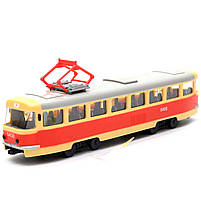 Машинка іграшкова Автопром Трамвай Помаранчевий (двері відчиняються, світло, звук) 27х5х6 см (9708BC), фото 5