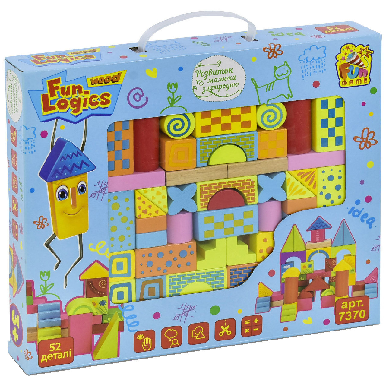 Игрушка развивающая для детей Fun logics деревянный конструктор 52 ...