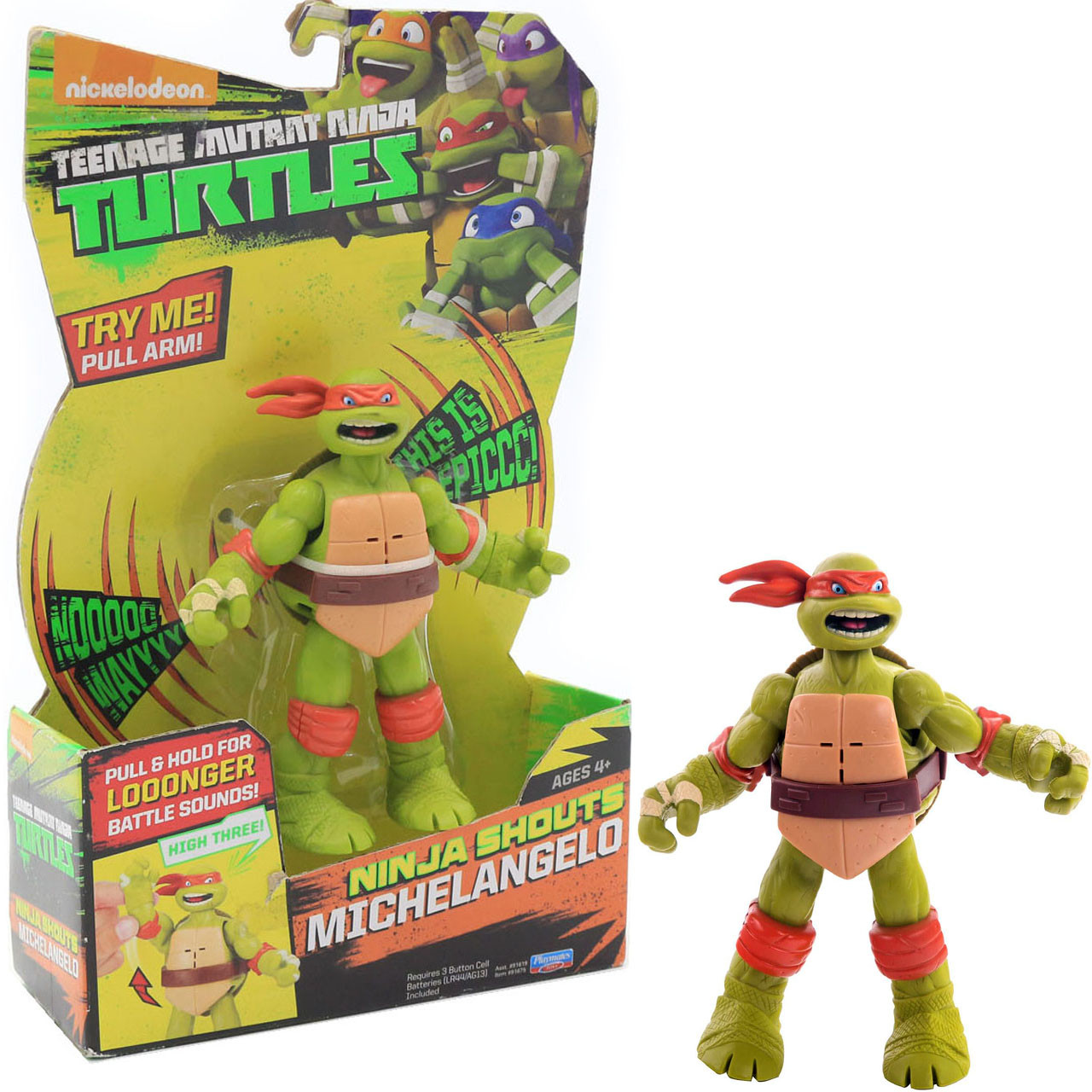 Фігурки серії «Черепашки-ніндзя» Мікеланджело Playmates, клич ніндзя 15 см (91619), фото 1