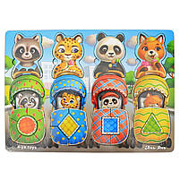 Гра пазл сортер вкладиш «Звірі в колясках», дерев'яна іграшка, Ань-Янь, 32 * 23 * 1 см, від 3 років, (ПСД176), фото 2