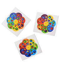 Гра пазл сортер вкладиш «Цветик-семицветик - 2», дерев'яна іграшка, Ань-Янь, 27 * 27 * 1 см, від 3 років, (ПСФ039), фото 3