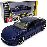 Машинка металлическая Porsche Taycan Turbo S «Bburago» Порше синий 8*19*5 см (18-21098)