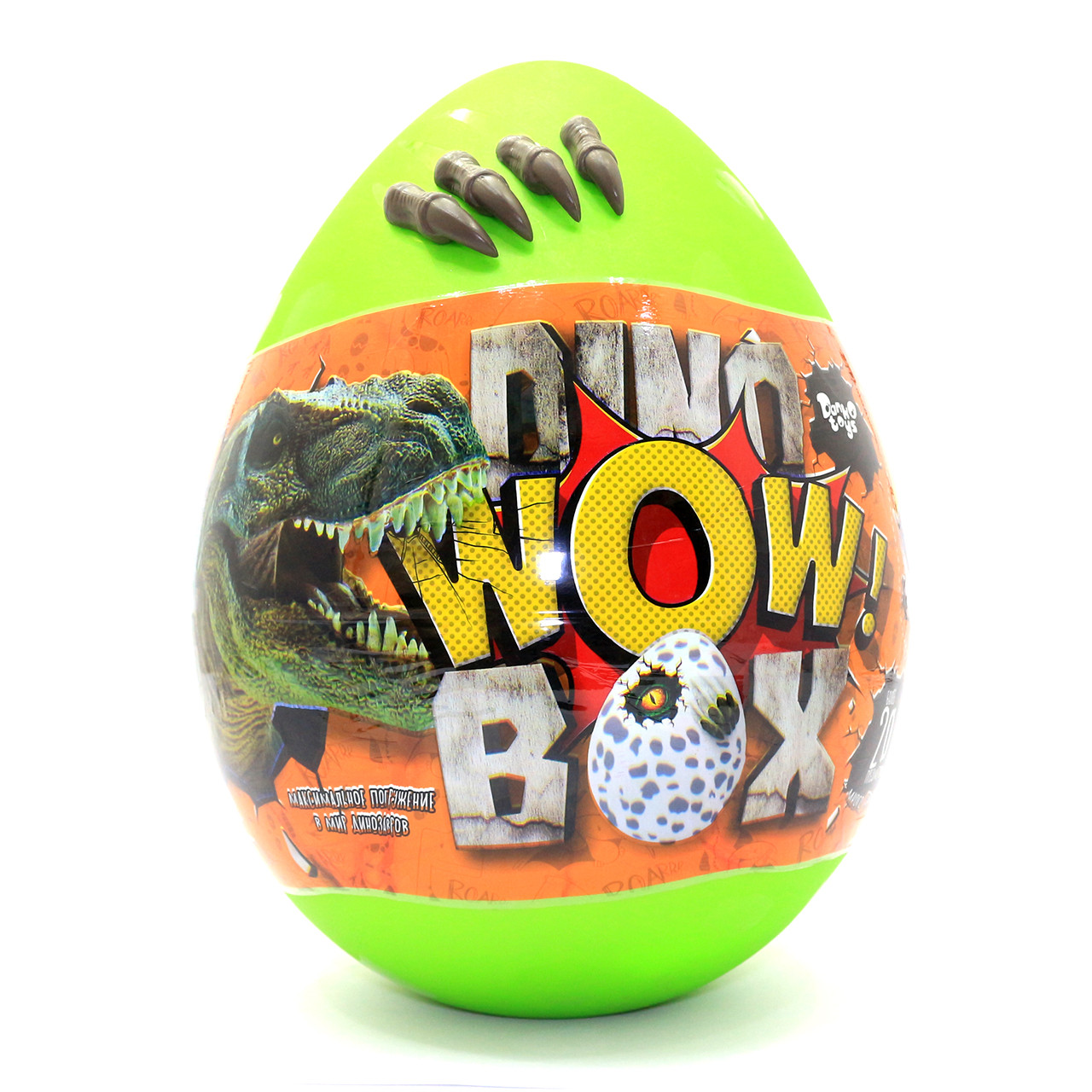 Ігровий набір Danko Toys Dino WOW Box яйце динозавра з аксесуарами зелений українська мова 35*25*25 см (DWB-01-01U), фото 1
