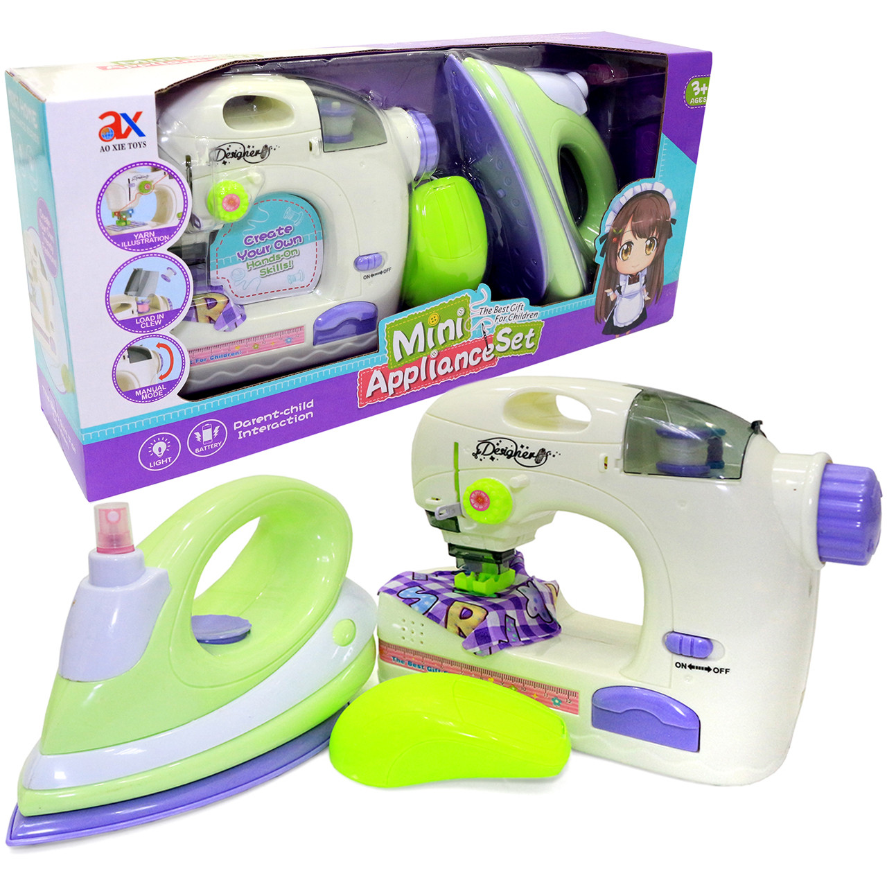 Ігровий набір Mini Appliance Set із праскою та швейною машинкою звук 43*20*10 (6700A), фото 1