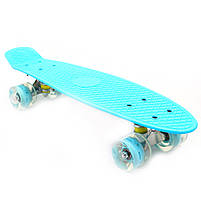 Пенні борд (скейт) блакитний з світяться колесами. Безшумний Penny Board, 56 * 14,5 * 10 см, (MS 0848-5), фото 2