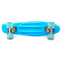 Пенні борд (скейт) блакитний з світяться колесами. Безшумний Penny Board, 56 * 14,5 * 10 см, (MS 0848-5), фото 4