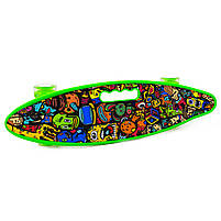 Пенні борд (скейт) Злена з світяться колесами і ручкою. Безшумний Penny Board, 59 * 16 * 10 см, (MS 0461-2), фото 2
