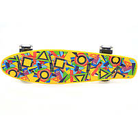 Пенні борд (скейт) з безшумними світяться колесами, 55х14 см (абстракція) S-20888, фото 2