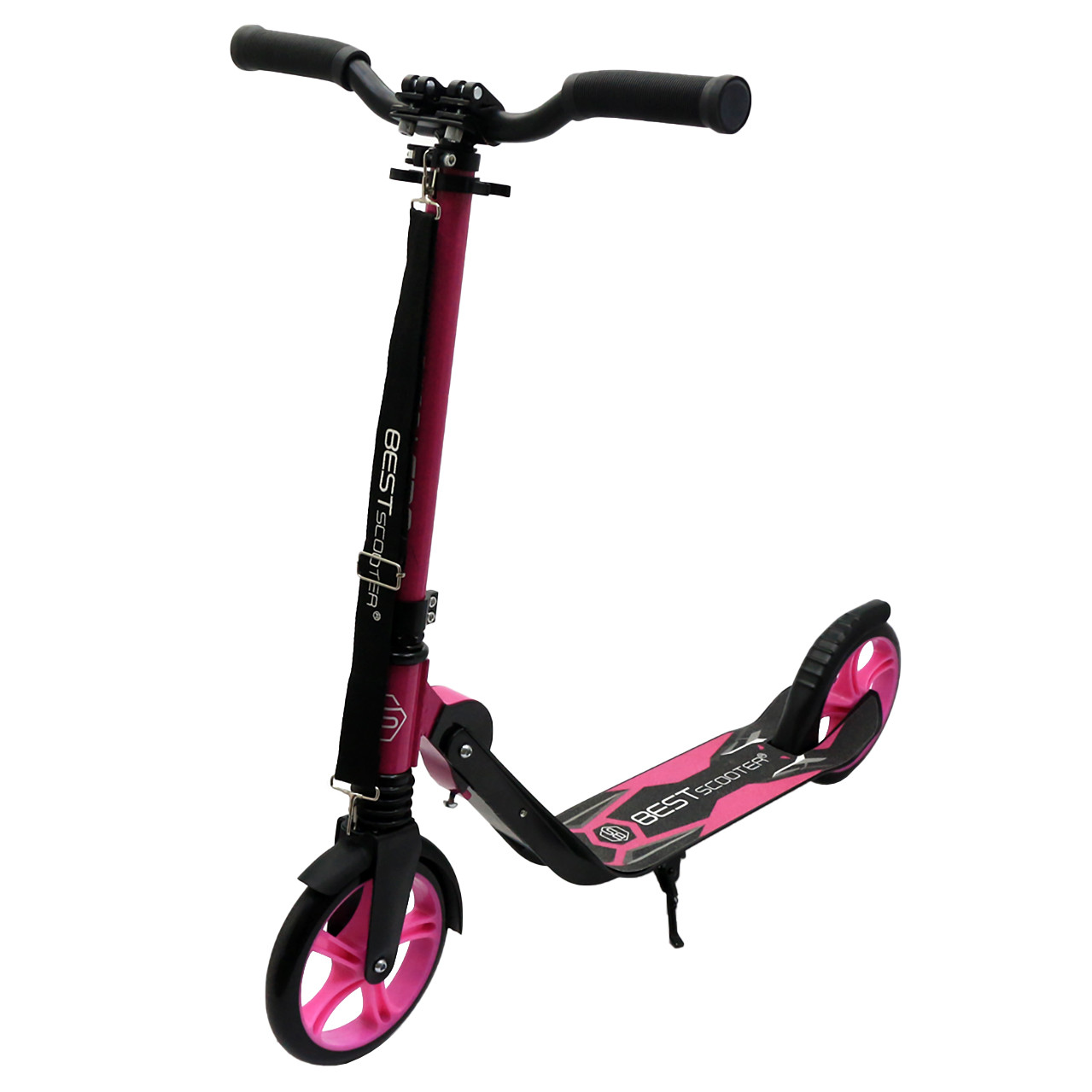 Самокат двоколісний BEST SCOOTER затиск керма, амортизатор, колеса PU, 200 мм, рожевий, до 100 кг (87602), фото 1