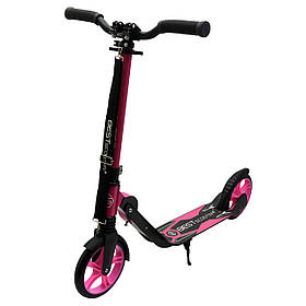 Самокат двоколісний BEST SCOOTER затиск керма, амортизатор, колеса PU, 200 мм, рожевий, до 100 кг (87602)