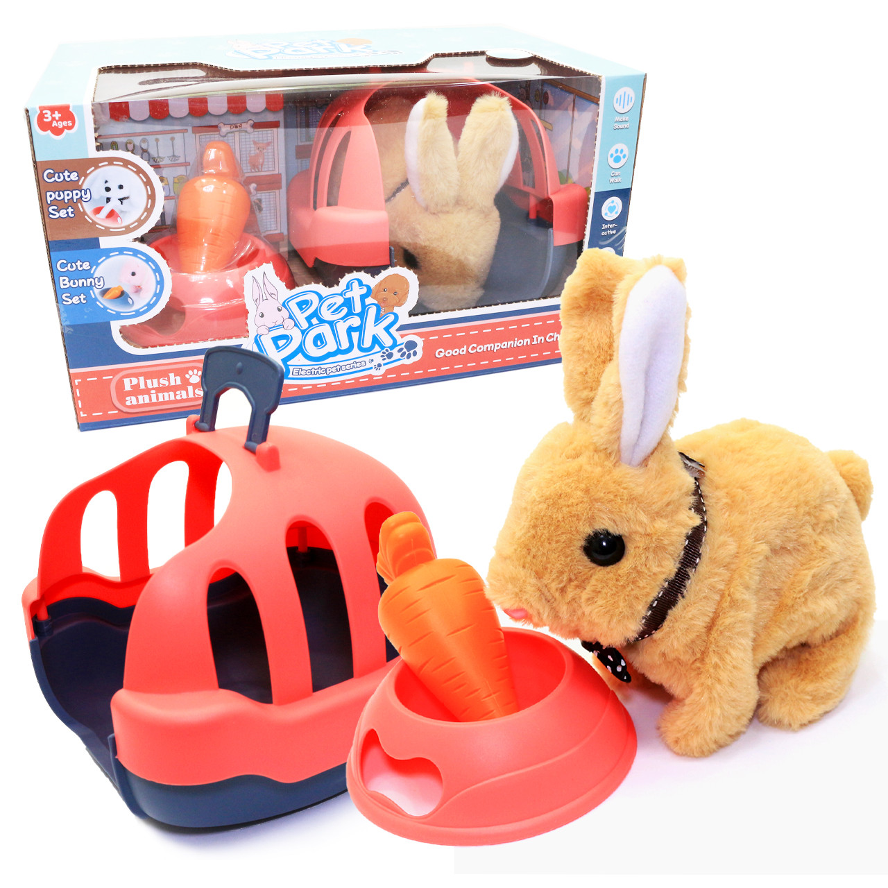 М'яка інтерактивна іграшка кролик з аксесуарами «Pet Park» Cute Bunny set від 3 років см (RA001-5), фото 1