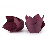Паперова форма для кексів "Тюльпан" (50х60/80) (50 шт), сливова