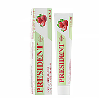 Детская зубная паста PRESIDENT KIDS STRAWBERRY с ксилитом и фтором 450 ppm (от 3 до 6 лет) клубника 50 мл