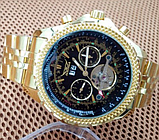 Сталеві чоловічі наручний годинник jaragar золотого кольору з металевим ремінцем з автопідзаводом, фото 9