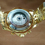 Сталеві чоловічі наручний годинник jaragar золотого кольору з металевим ремінцем з автопідзаводом, фото 10