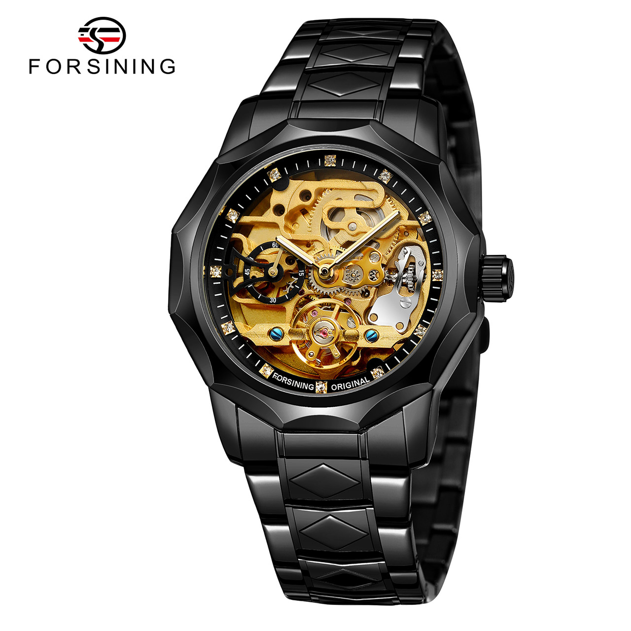 Годинник наручний Forsining 8240 Black Gold, фото 1