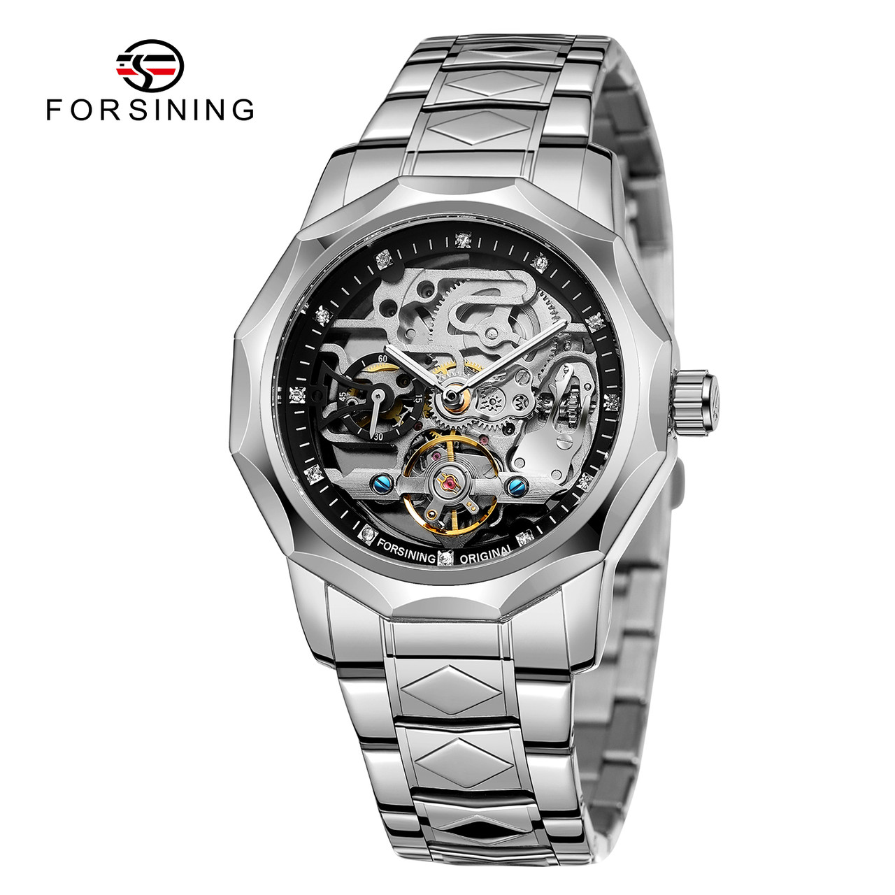 Годинник наручний Forsining 8240 Silver Black, фото 1