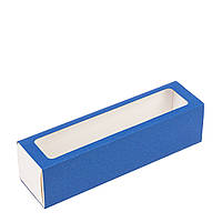 Коробка для макаронс з вікном 200х50х50, синя