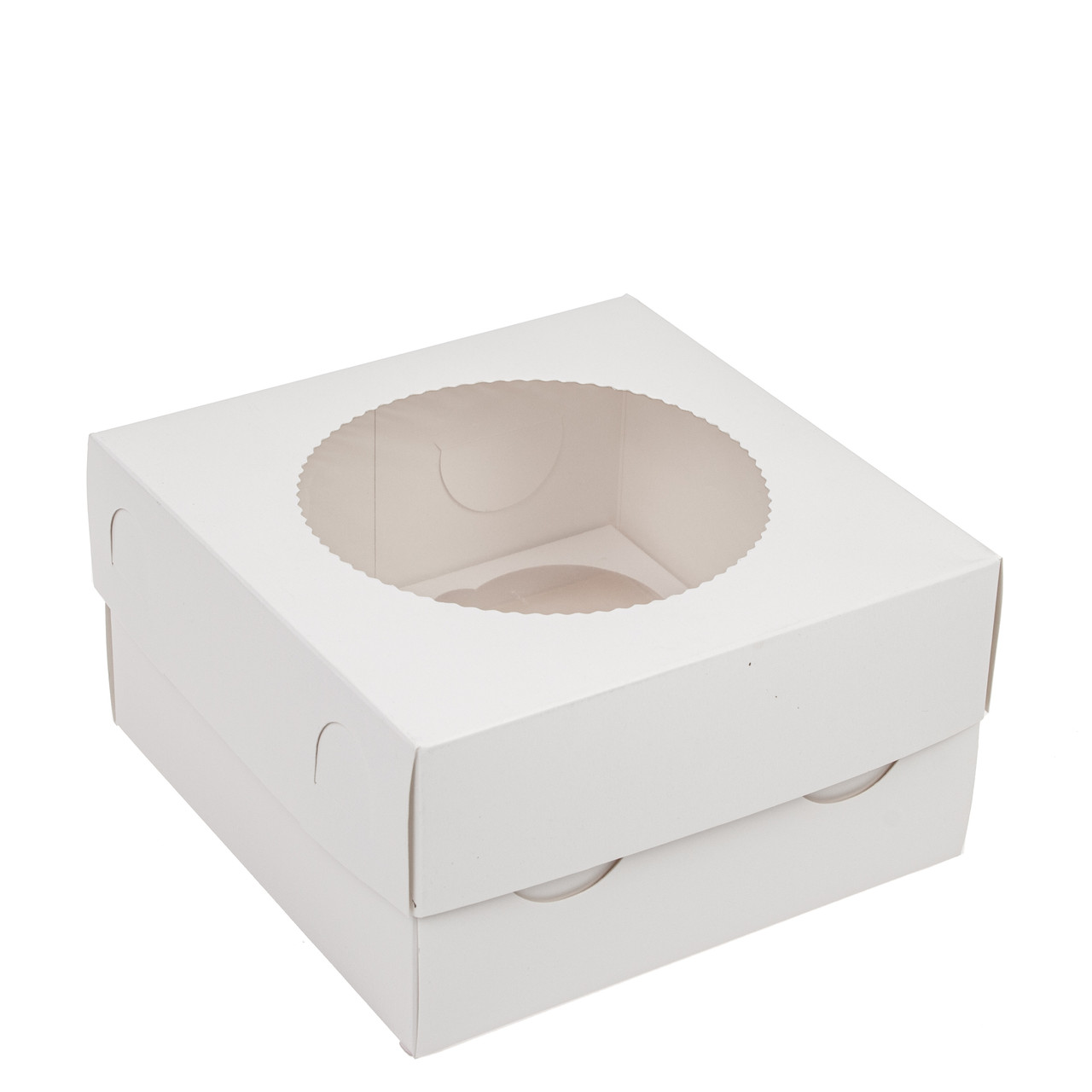Коробка 165х165х90 (на 4 капкейка) з вікном, біла, фото 1