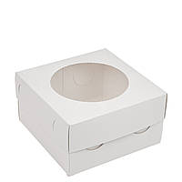 Коробка для Бенто-торта з вікном 165х165х90, біла