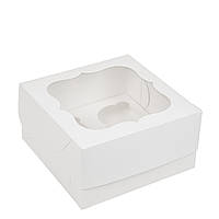 Коробка 170х170х90 (на 4 капкейка) з вікном, біла