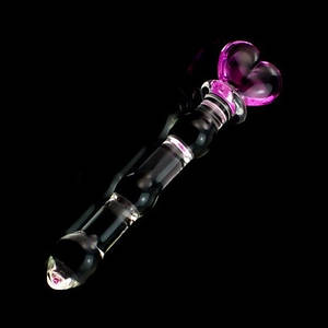 Фалоімітатор прозорий скляний з рожевим сердечком Magic Love вагінальний анальний вагінальний