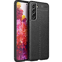 Защитный чехол Deexe Leather Cover для Samsung Galaxy S22 Plus - Black