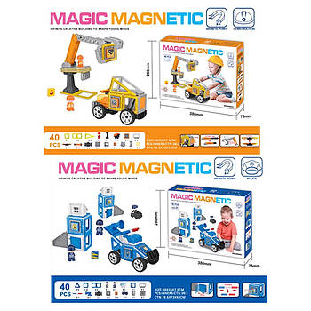 Конструктор магнітний, 2 види поліція, будівельна техніка (JH8963-73)