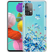 Силиконовый (TPU) чехол Deexe Pretty Glossy для Samsung Galaxy A73 (A736) - Blue Flowers