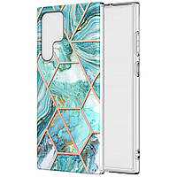 Защитный чехол Deexe Marble Pattern для Samsung Galaxy S22 Ultra - Blue