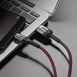 Кабель USB Micro USB HOCO U68 Gusto 4A 1.2m (круглий, тканинний) Black, фото 2