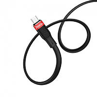 Кабель Usb Micro USB HOCO U72 Forest Silicone 2.4A 1.2m (метал. коннект, плоский) Black