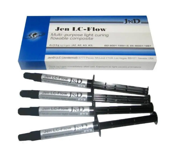Jen-LC Flow, 2xA2, 2xA3, Упак.: 4 х шпр. 3г, текучий композит, Jendental, (Джен-ЛС Флоу 2xA2, 2xA3 Джендентал)