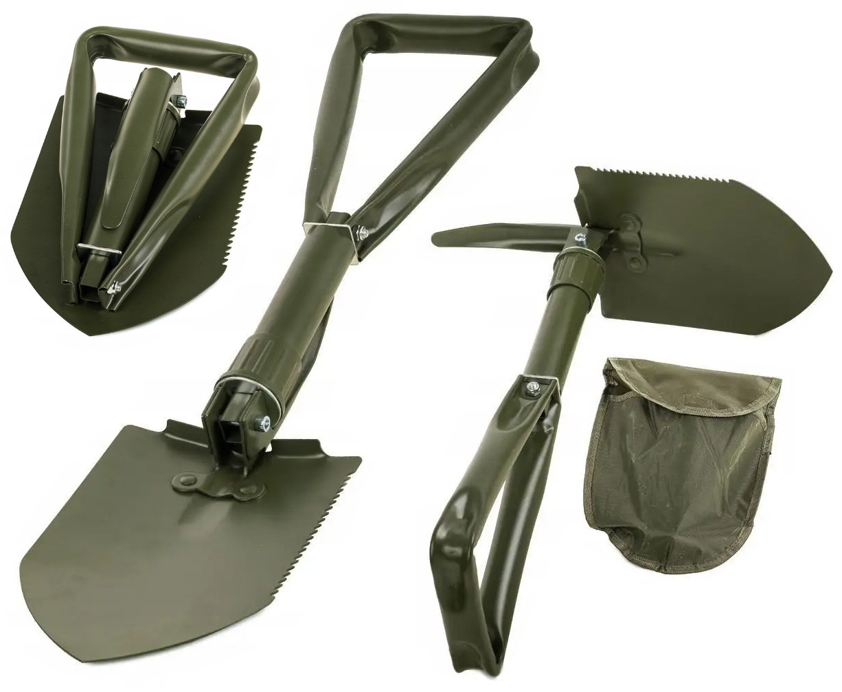 Саперна складна військова лопата Green зі зручною ручкою, похідна туристична лопата, для автомобіля лопата, фото 1