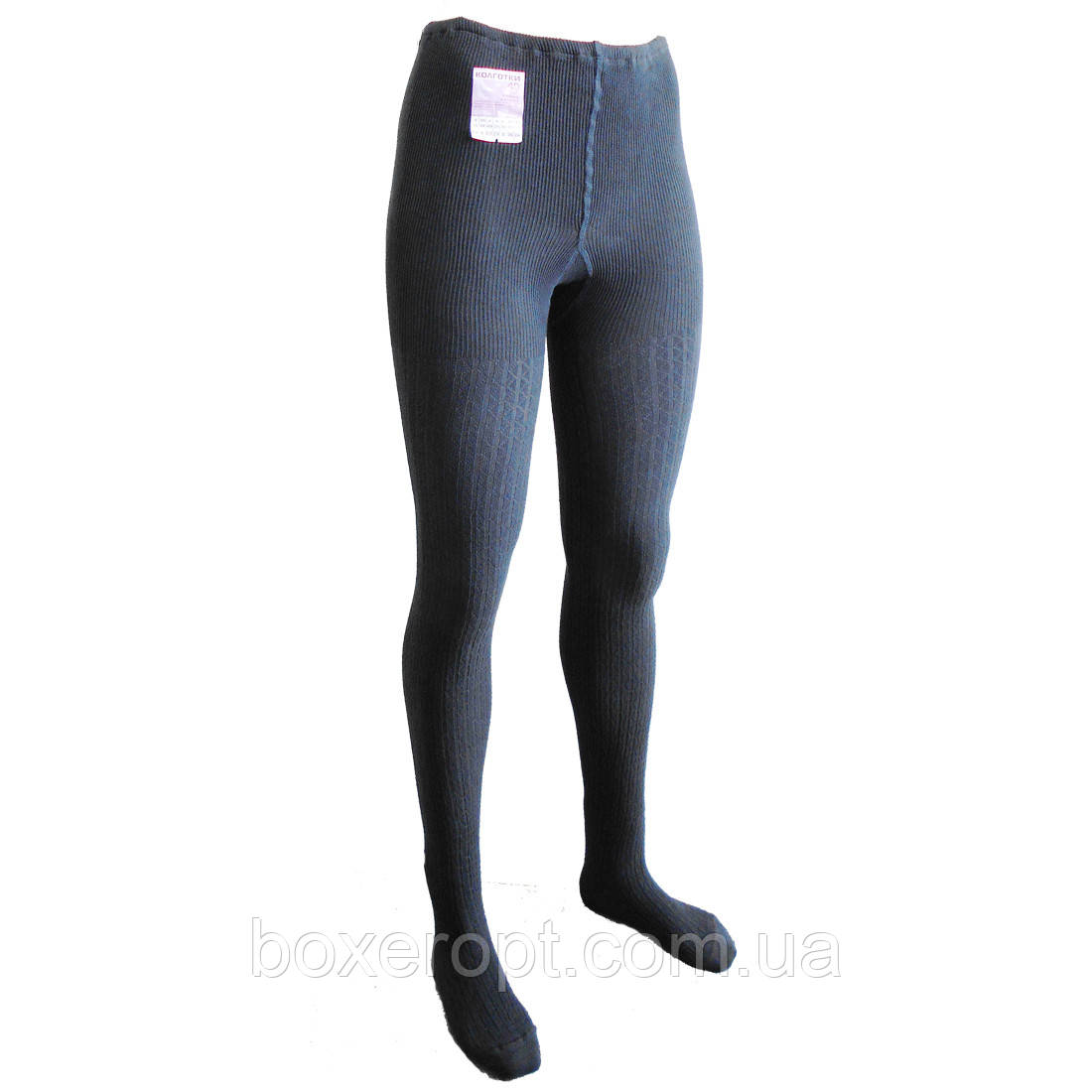 Колготки жіночі в'язані візерункові (темно-сині), фото 1