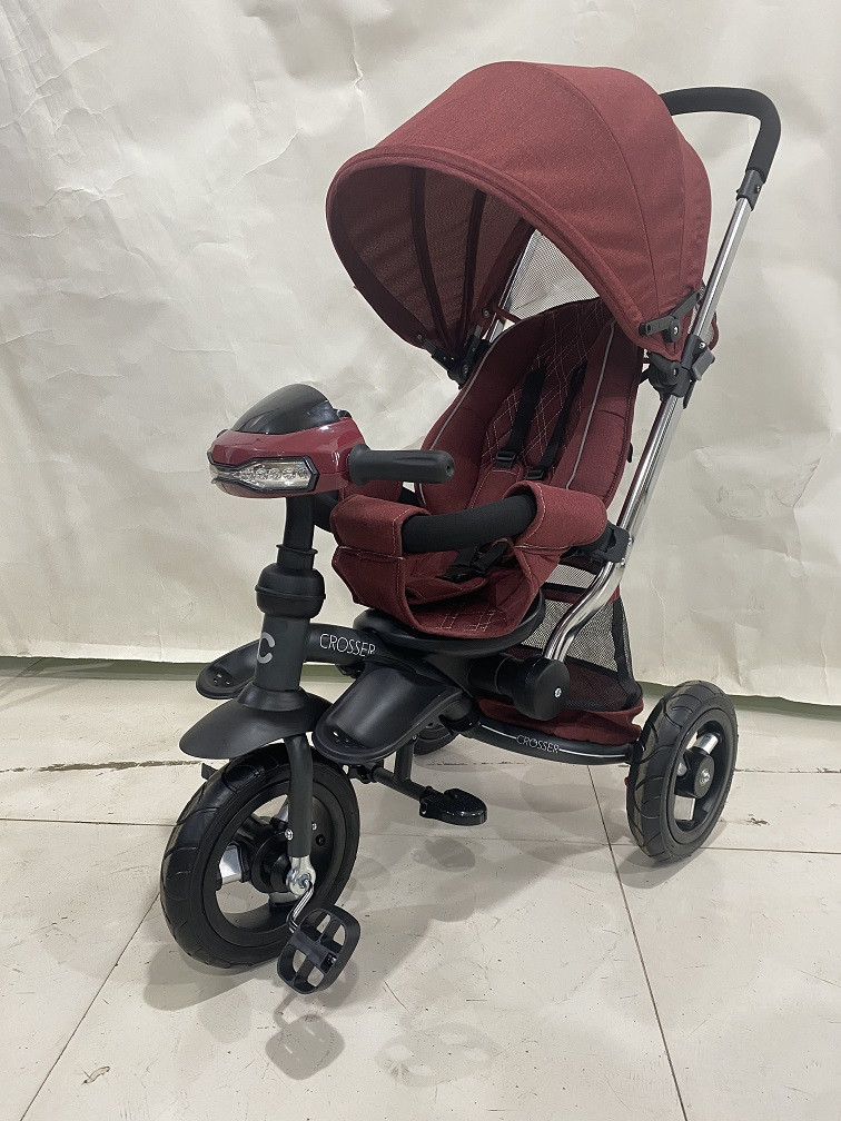 Дитячий триколісний велосипед коляска CROSSER T-350 ECO Бордовий, фото 1