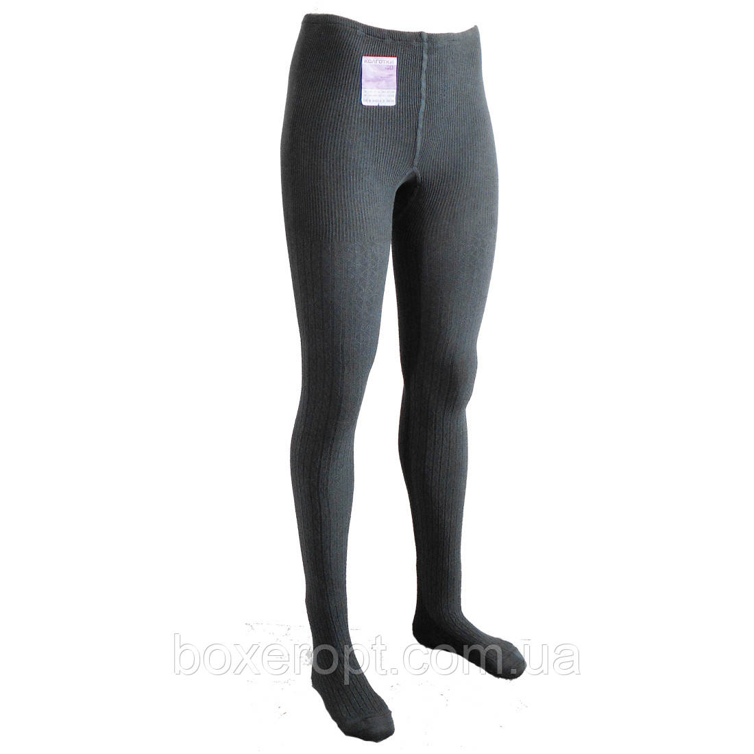 Колготки жіночі в'язані візерункові (темно-сірі), фото 1