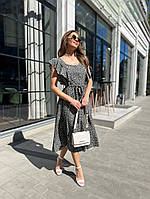 Летнее платье с воланами Ткань софт Цвет хаки белый мокко бежевый Размеры S-M,L-XL